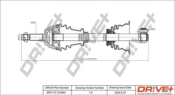 Drive Shaft Dr!ve+ DP2110.10.0644