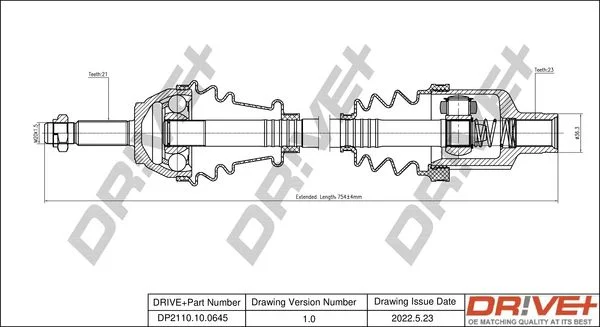 Drive Shaft Dr!ve+ DP2110.10.0645
