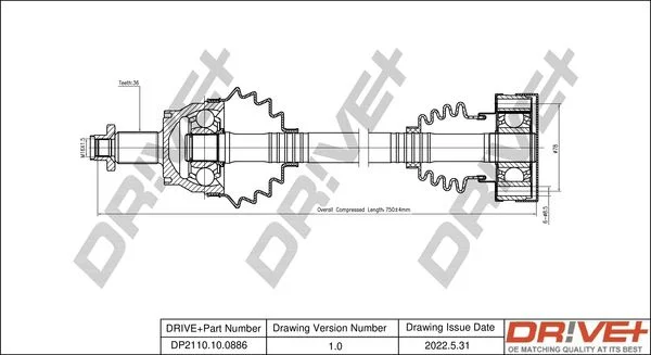 Drive Shaft Dr!ve+ DP2110.10.0886