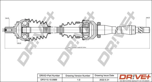Drive Shaft Dr!ve+ DP2110.10.0989