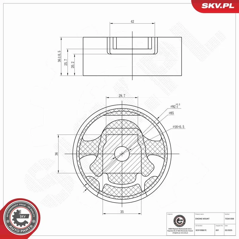 Mounting, engine ESEN SKV 75SKV308