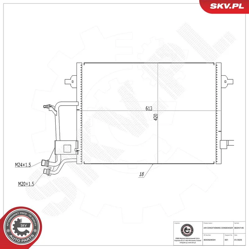 Condenser, air conditioning ESEN SKV 86SKV145