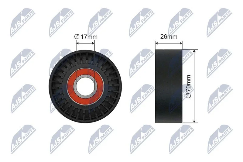 Tensioner Pulley, V-ribbed belt NTY RNK-BM-046