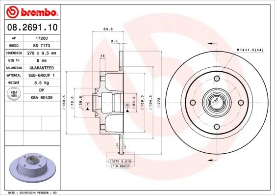 Brake Disc BREMBO 08.2691.10
