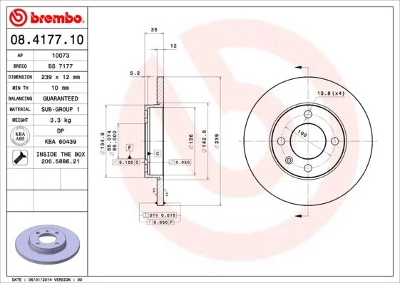 Brake Disc BREMBO 08.4177.10
