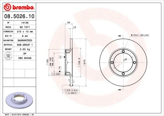 Zavorni disk BREMBO 08.5026.10