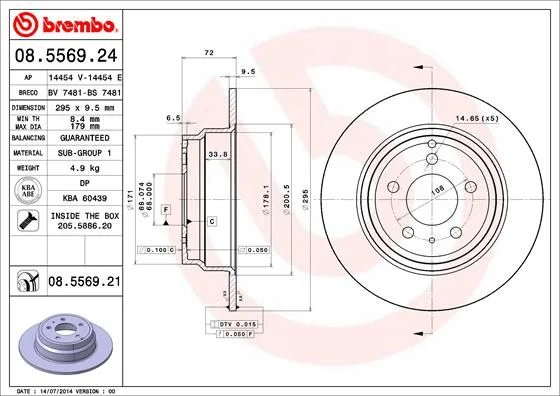 Zavorni disk BREMBO 08.5569.21
