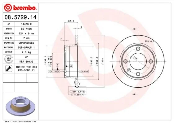 Zavorni disk BREMBO 08.5729.14