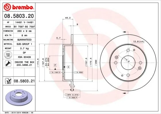 Zavorni disk BREMBO 08.5803.21