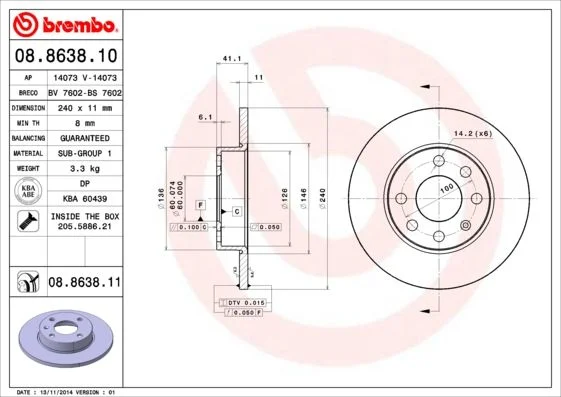 Brake Disc BREMBO 08.8638.11
