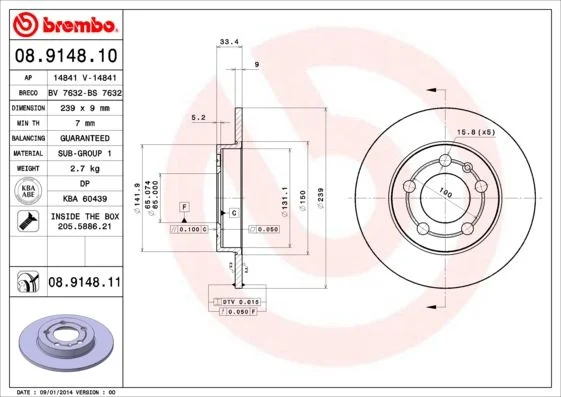 Brake Disc BREMBO 08.9148.11