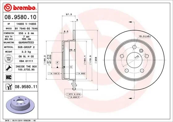 Brake Disc BREMBO 08.9580.11