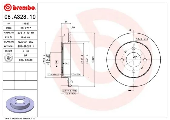 Zavorni disk BREMBO 08.A328.10