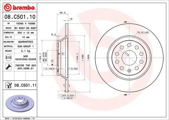 Brake Disc BREMBO 08.C501.11