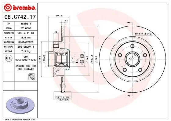 Zavorni disk BREMBO 08.C742.17