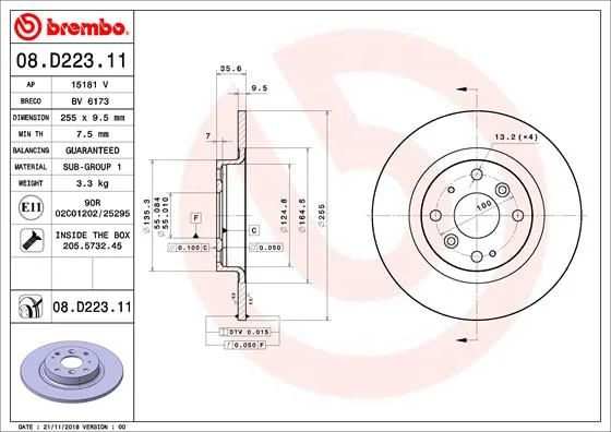 Brake Disc BREMBO 08.D223.11