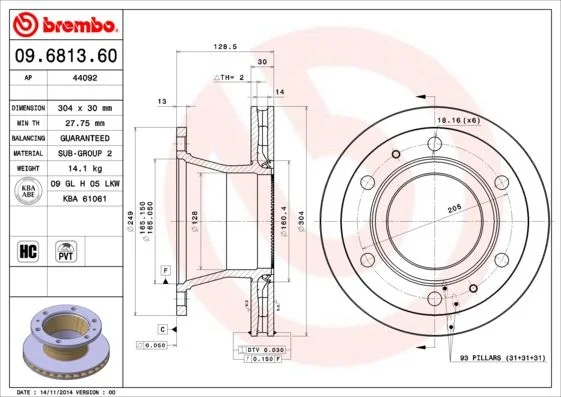 Zavorni disk BREMBO 09.6813.60