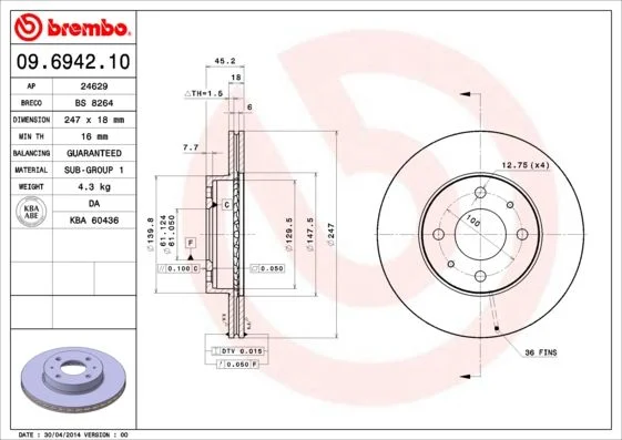 Brake Disc BREMBO 09.6942.10