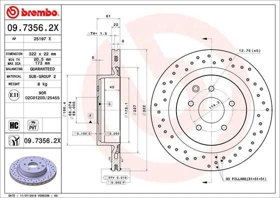 Zavorni disk BREMBO 09.7356.2X
