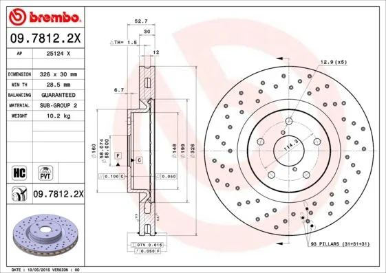 Zavorni disk BREMBO 09.7812.2X