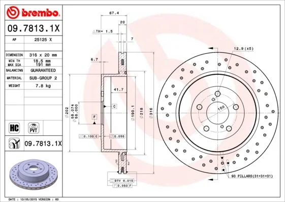 Zavorni disk BREMBO 09.7813.1X