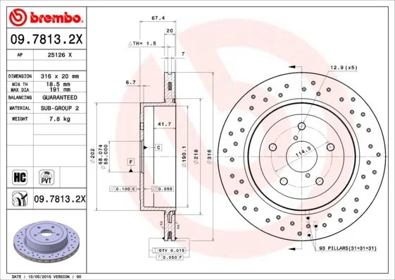 Zavorni disk BREMBO 09.7813.2X