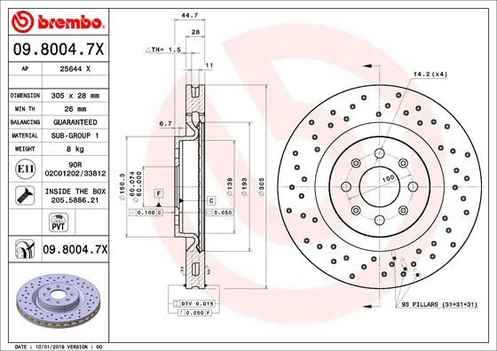 Zavorni disk BREMBO 09.8004.7X
