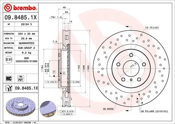 Zavorni disk BREMBO 09.8485.1X