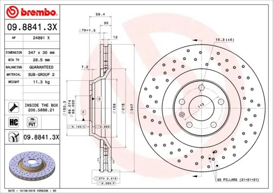 Zavorni disk BREMBO 09.8841.3X
