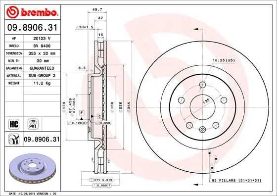 Zavorni disk BREMBO 09.8906.31