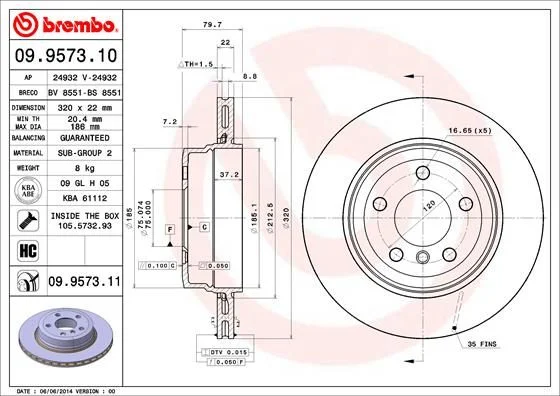 Brake Disc BREMBO 09.9573.11