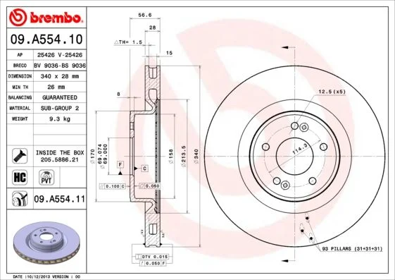 Zavorni disk BREMBO 09.A554.11