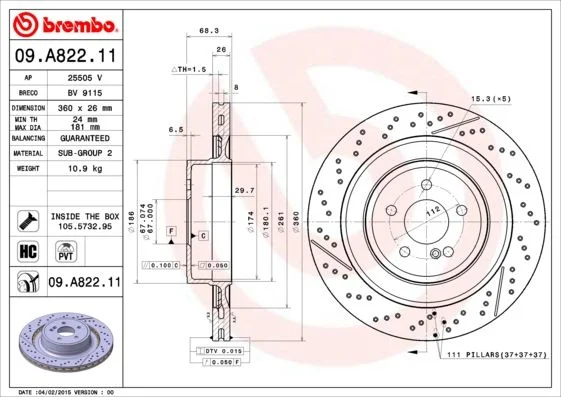 Brake Disc BREMBO 09.A822.11