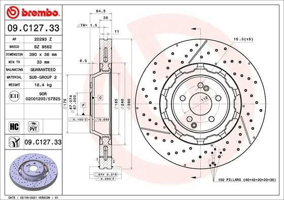 Zavorni disk BREMBO 09.C127.33