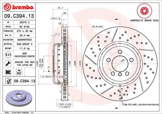 Zavorni disk BREMBO 09.C394.13