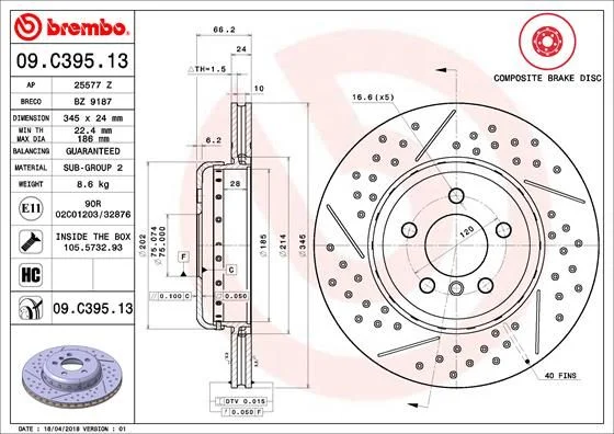 Zavorni disk BREMBO 09.C395.13