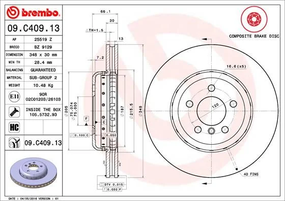 Brake Disc BREMBO 09.C409.13
