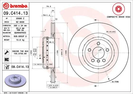 Zavorni disk BREMBO 09.C414.13