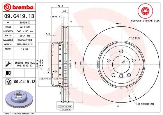 Zavorni disk BREMBO 09.C419.13
