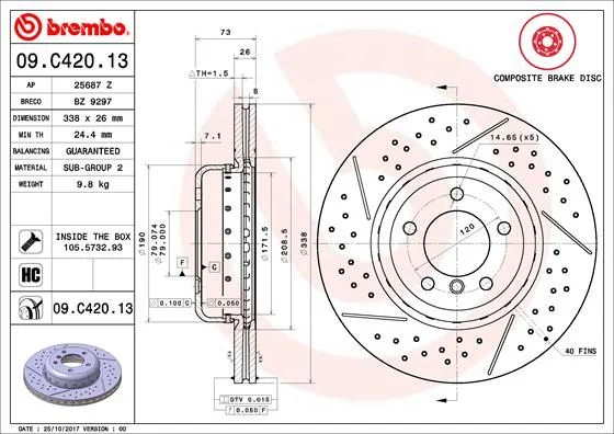Zavorni disk BREMBO 09.C420.13