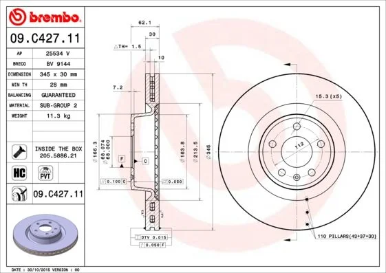 Brake Disc BREMBO 09.C427.11