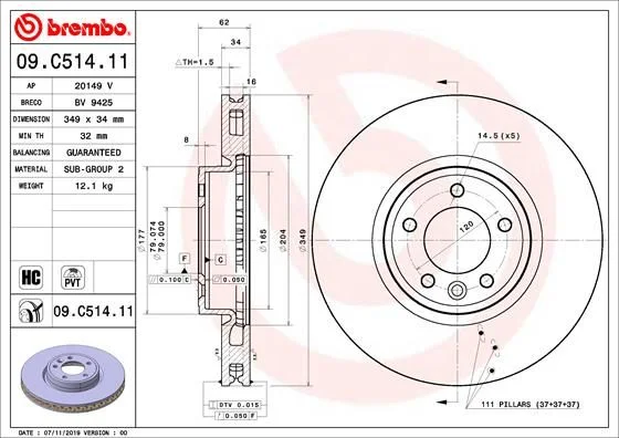 Zavorni disk BREMBO 09.C514.11