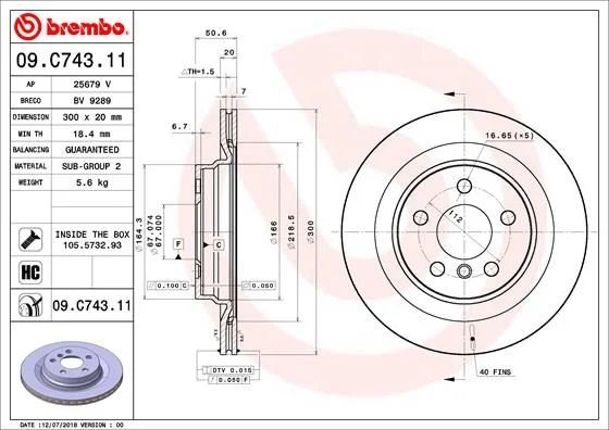 Brake Disc BREMBO 09.C743.11