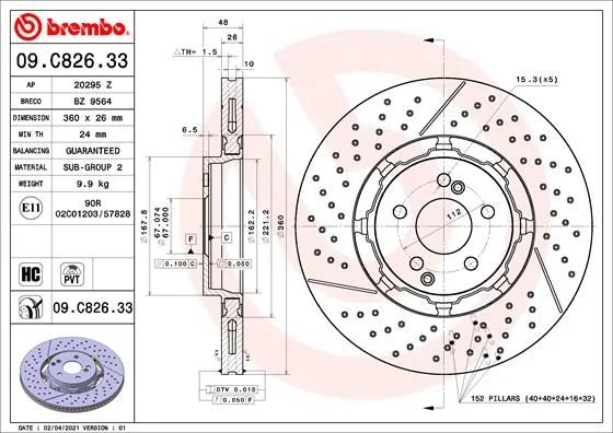 Zavorni disk BREMBO 09.C826.33