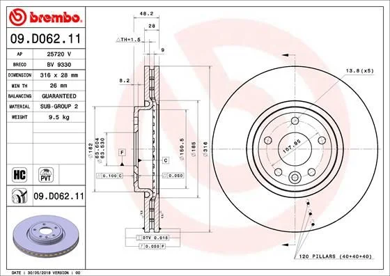 Zavorni disk BREMBO 09.D062.11