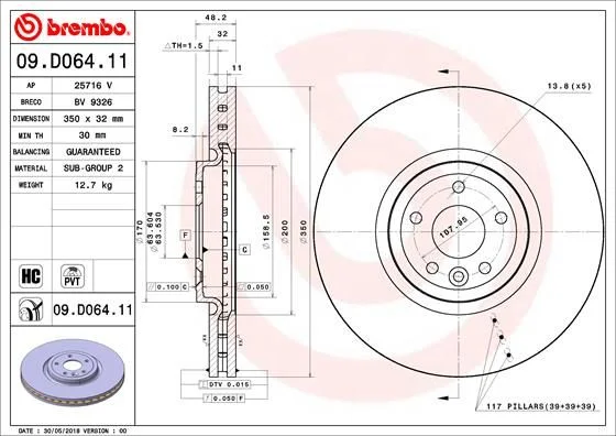 Zavorni disk BREMBO 09.D064.11