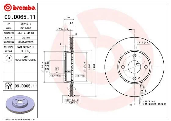 Brake Disc BREMBO 09.D065.11