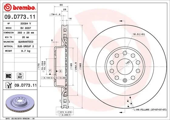 Brake Disc BREMBO 09.D773.11