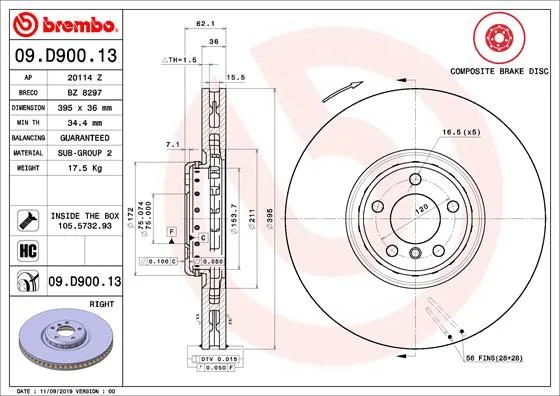 Zavorni disk BREMBO 09.D900.13