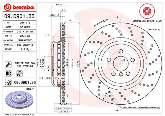 Zavorni disk BREMBO 09.D901.33